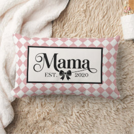 Pink Checkered Harlequin Custom Mama Est. ランバークッション