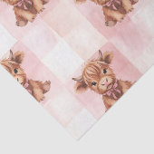 Pink Checkered Highland Cow Cute Gift Wrap 薄葉紙 (詳細)