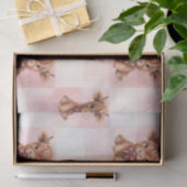Pink Checkered Highland Cow Cute Gift Wrap 薄葉紙 (ギフト)