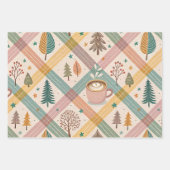 Pink Checkered Holiday Wrapping Paper ラッピングペーパーシート (正面2)