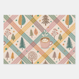 Pink Checkered Holiday Wrapping Paper ラッピングペーパーシート