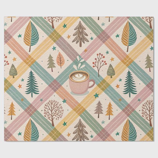 Pink Checkered Holiday Wrapping Paper ラッピングペーパー (フラット)