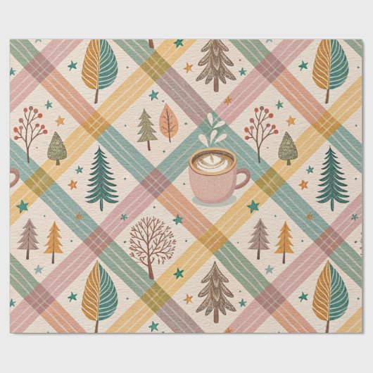 Pink Checkered Holiday Wrapping Paper ラッピングペーパー (フラット)