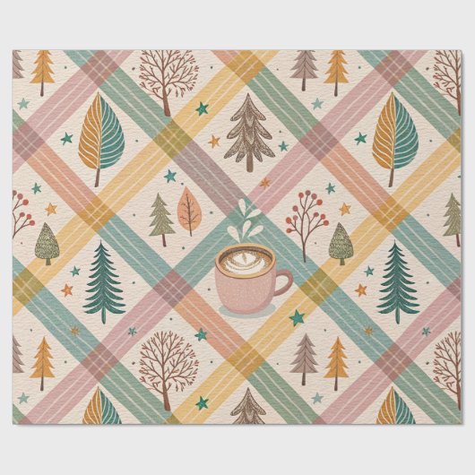 Pink Checkered Holiday Wrapping Paper ラッピングペーパー (フラット)