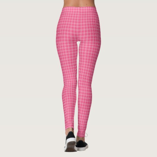 Pink checkered leggings displayed front and back  レギンス (裏面)