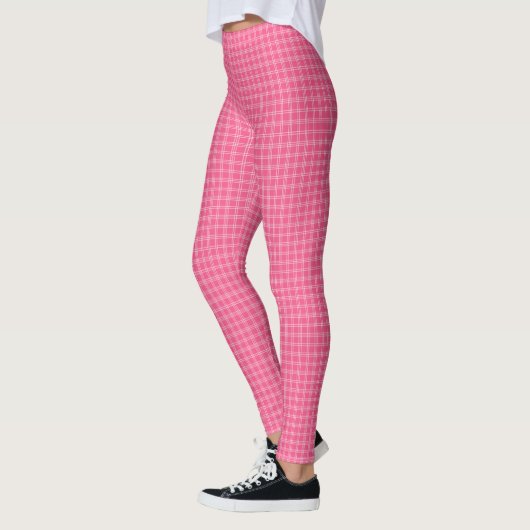 Pink checkered leggings displayed front and back  レギンス (左)