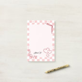 Pink Checkered Pattern Background Post-It Notes ポストイット (デスク上)
