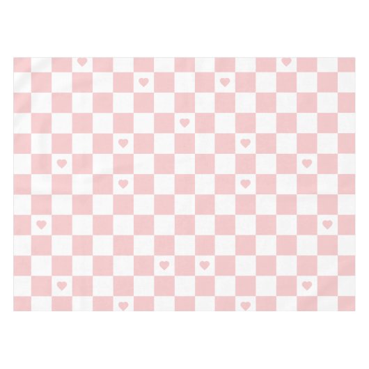Pink Checkered Pattern Background Tablecloth テーブルクロス (正面(横))