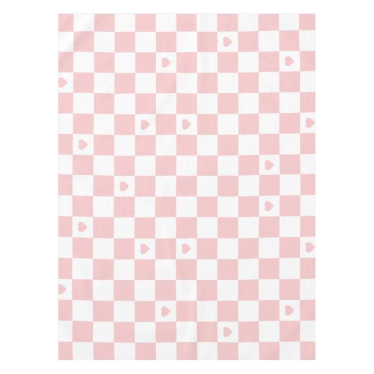 Pink Checkered Pattern Background Tablecloth テーブルクロス (正面)