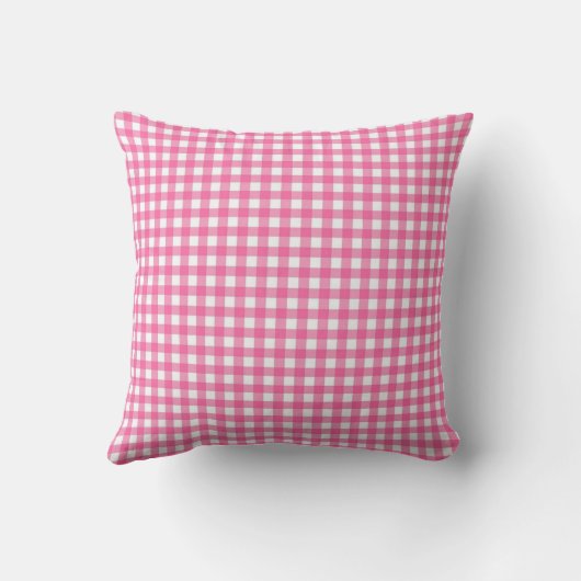 Pink Checkered Plaid Throw Pillow  クッション (裏面)