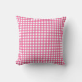 Pink Checkered Plaid Throw Pillow  クッション (正面)