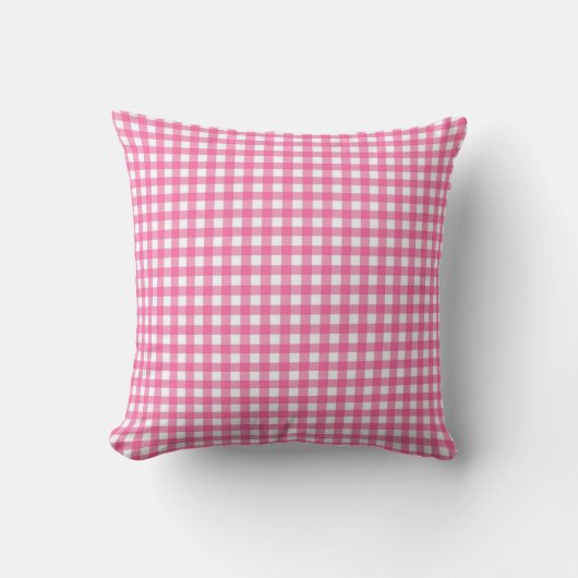 Pink Checkered Plaid Throw Pillow  クッション (正面)
