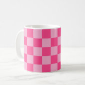 Pink Checkered Print コーヒーマグカップ (正面左)