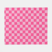 Pink Checkered Print フリースブランケット (正面(横))