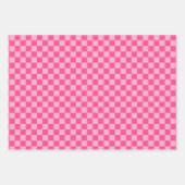 Pink Checkered Print ラッピングペーパーシート (正面3)