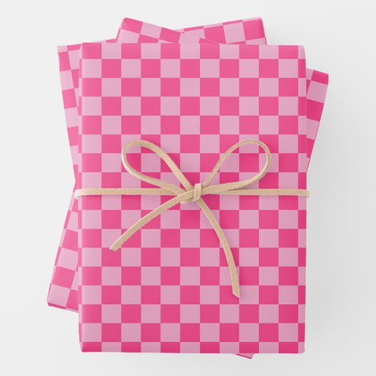 Pink Checkered Print ラッピングペーパーシート (インサイチュ)