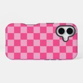 Pink Checkered Print iPhone 16ケース (裏面横)
