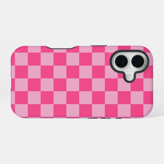Pink Checkered Print iPhone 16ケース (裏面横)