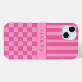 Pink Checkered Striped Personalized Case Case-Mate iPhoneケース (裏面 (横))