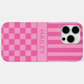Pink Checkered Striped Personalized Case-Mate iPhoneケース (裏面 (横))