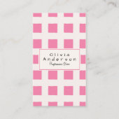 Pink Checkered Trendy Boho Funky Girly QR Code 名刺 (正面)