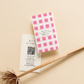 Pink Checkered Trendy Boho Funky Girly QR Code 名刺