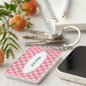 Pink Checks Custom キーホルダー (正面右)