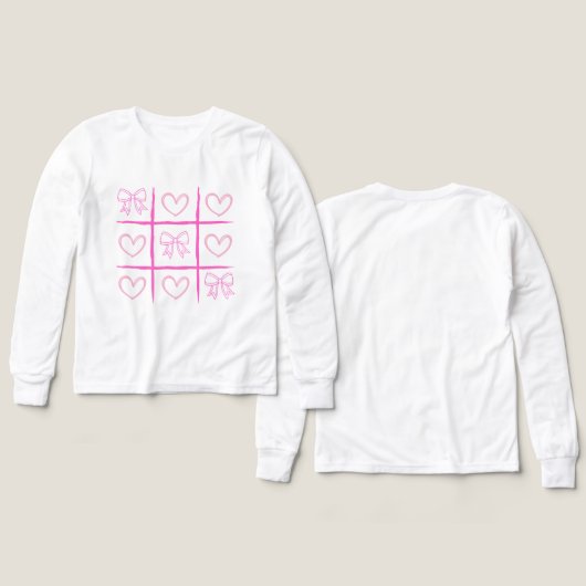 Pink Cheer Tic-Tac-Toe Valentine's Day Shirt  (デザイン 正面＆背面)