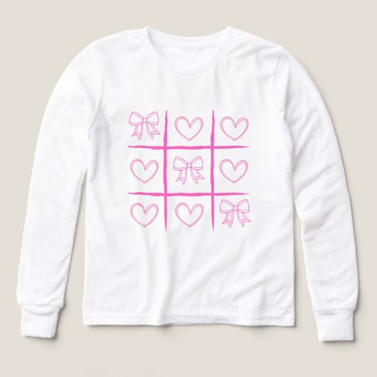 Pink Cheer Tic-Tac-Toe Valentine's Day Shirt  (デザイン正面)