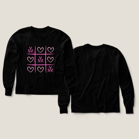 Pink Cheer Tic-Tac-Toe Valentine's Day Shirt  (デザイン 正面＆背面)
