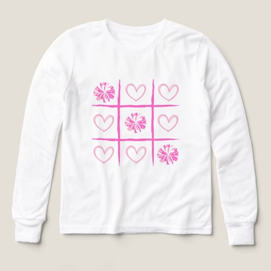 Pink Cheer Tic-Tac-Toe Valentine's Day Shirt  (デザイン正面)