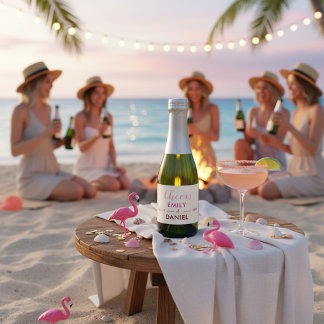 Pink Cheers Bachelorette Mini Champagne スパークリングワインラベル