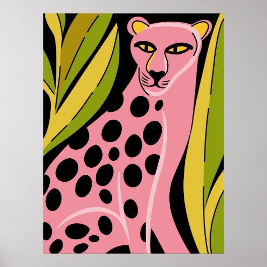 Pink Cheetah Pop Art Bold Jungle Cat Print ポスター (正面)