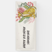 Pink Cheetah Wild Party Animal Kids Birthday 横断幕 (縦)