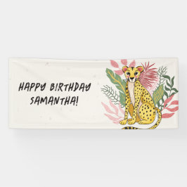 Pink Cheetah Wild Party Animal Kids Birthday 横断幕