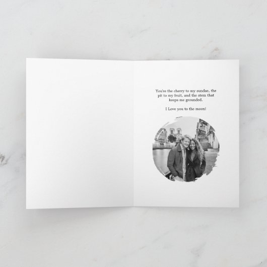 Pink Cherries Be Mine Valentine's Day Photo Custom カード (内部)