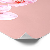 Pink Cherry Blossom Branches Pattern ポスター (角)