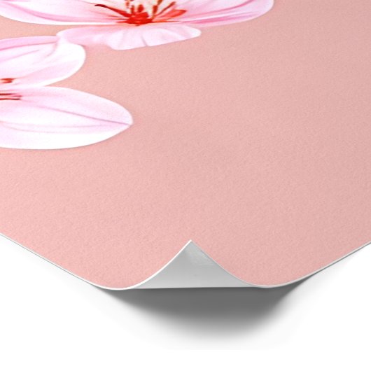 Pink Cherry Blossom Branches Pattern ポスター (角)