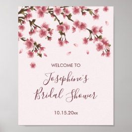 Pink Cherry Blossom Bridal Shower ポスター