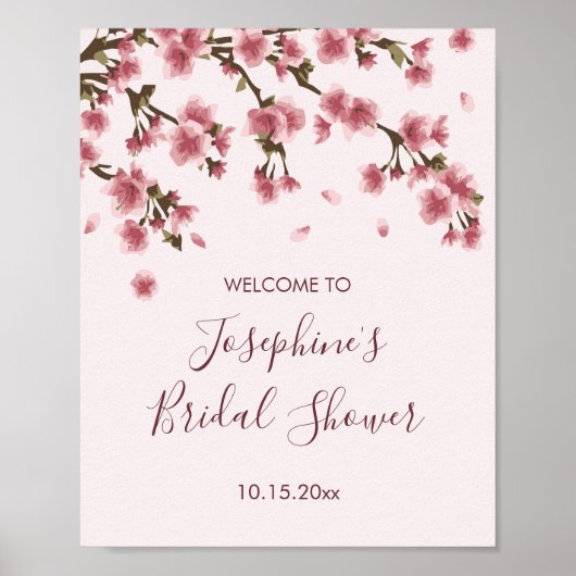 Pink Cherry Blossom Bridal Shower ポスター (正面)