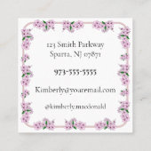 Pink Cherry Blossom Floral Doula Services スクエア名刺 (裏面)
