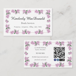 Pink Cherry Blossom Floral Doula Services QR code 名刺