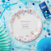 Pink Cherry Blossom in Bloom Garden Bridal Shower ペーパープレート (パーティー)