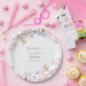 Pink Cherry Blossom in Bloom Garden Bridal Shower ペーパープレート (パーティー)