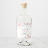 Pink Cherry Blossom in Bloom Garden Bridal Shower リキュールボトルラベル (正面)