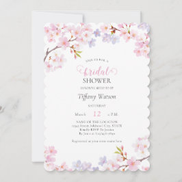 Pink Cherry Blossom in Bloom Garden Bridal Shower 招待状