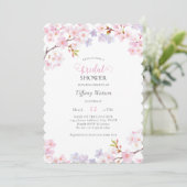 Pink Cherry Blossom in Bloom Garden Bridal Shower 招待状 (スタンド正面)