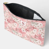 Pink cherry blossom monogram アクセサリーポーチ (見開き)