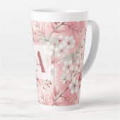 Pink cherry blossom monogram カフェラテマグ (右アングル)