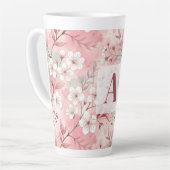 Pink cherry blossom monogram カフェラテマグ (左アングル)